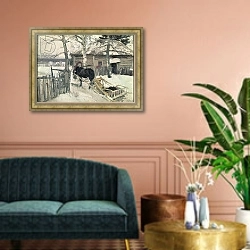 «Winter, 1894» в интерьере гостиной в классическом стиле над диваном