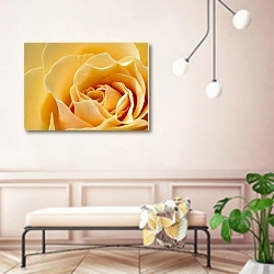 «Желтая роза макро №2» в интерьере современной прихожей в розовых тонах