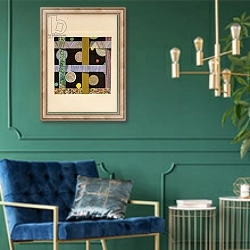 «Textile design with spirals,» в интерьере в классическом стиле с зеленой стеной