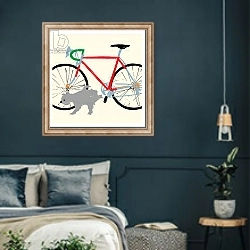 «A Bike For The Boys» в интерьере классической спальни с темными стенами