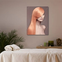«Длинные прямые волосы персикового цвета» в интерьере салона красоты