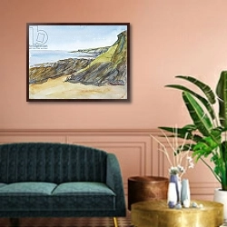 «Rocky Beach on the Roseland» в интерьере классической гостиной над диваном
