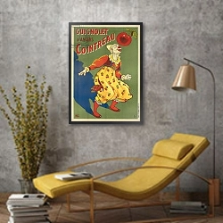 «Advertising poster for Guignolet's Cointreau, c.1900» в интерьере в стиле лофт с желтым креслом