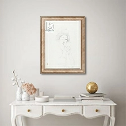 «Drawing of a Woman Holding Mirror» в интерьере в классическом стиле над столом