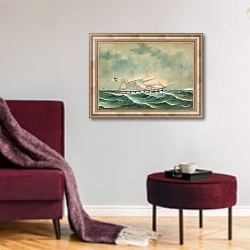 «The Ship Mohongo» в интерьере гостиной в бордовых тонах