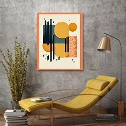 «Composition №43» в интерьере в стиле лофт с желтым креслом