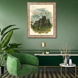 «Carlisle Cathedral, North West» в интерьере гостиной в зеленых тонах