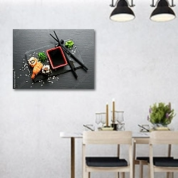 «Вкусные суши с соусом» в интерьере современной столовой над обеденным столом