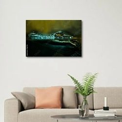«Крокодил в воде» в интерьере современной светлой гостиной над диваном