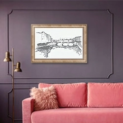 «Города Мира 1» в интерьере гостиной с розовым диваном