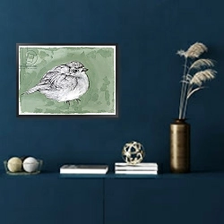 «Plump Little Robin, 2012,» в интерьере в классическом стиле в синих тонах