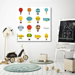 «Формы воздушных шаров» в интерьере детской комнаты для мальчика с самокатом