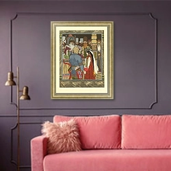 «Русские народные сказки 8» в интерьере гостиной с розовым диваном