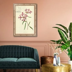 «Rosy Clarkia» в интерьере классической гостиной над диваном
