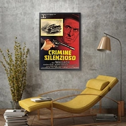 «Film Noir Poster - Line-Up, The» в интерьере в стиле лофт с желтым креслом