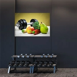 «Концепция здорового образа жизни» в интерьере фитнес-зала в темных тонах