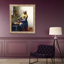 «The Milkmaid, c.1658-60» в интерьере в классическом стиле в фиолетовых тонах