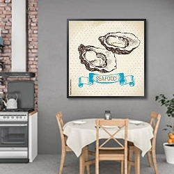 «Иллюстрация с устрицами» в интерьере кухни над обеденным столом
