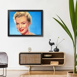 «Monroe, Marilyn 53» в интерьере комнаты в стиле ретро над тумбой