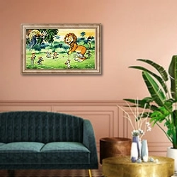 «Leo the Friendly Lion 25» в интерьере классической гостиной над диваном