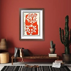 «Chinese prints pl.57» в интерьере прихожей в этническом стиле с красной стеной