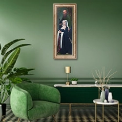 «Святые Павл и Донатрикс» в интерьере гостиной в зеленых тонах