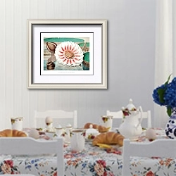 «Гигантская водяная лилия (Victoria Regia) в полном расцвете» в интерьере столовой в стиле прованс над столом