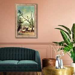 «The Swing, 1787» в интерьере классической гостиной над диваном
