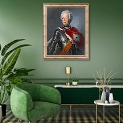 «Prince Augustus William» в интерьере гостиной в зеленых тонах