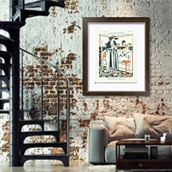 «Un Compliment Imprudent 1» в интерьере двухярусной гостиной в стиле лофт с кирпичной стеной