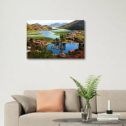 «Черногория. Скадарское озеро 5» в интерьере современной светлой гостиной над диваном