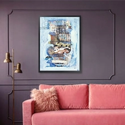 «Violin, 1998» в интерьере гостиной с розовым диваном