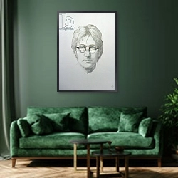 «Lennon» в интерьере зеленой гостиной над диваном