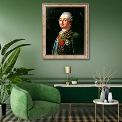«Louis XVI» в интерьере гостиной в зеленых тонах