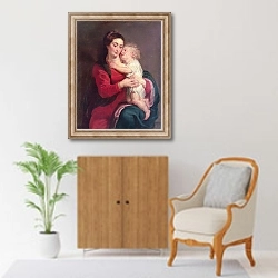 «Virgin with Child» в интерьере в классическом стиле над комодом
