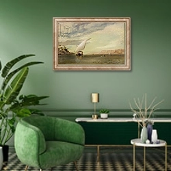 «On the Nile» в интерьере гостиной в зеленых тонах
