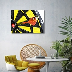 «Лягушонок на дротике» в интерьере современной гостиной с желтым креслом