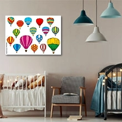 «Эскиз разноцветных воздушных шаров» в интерьере детской комнаты для мальчика
