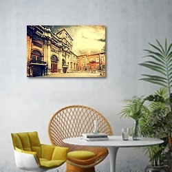 «Италия. Рим. Палаццо Барберини» в интерьере современной гостиной с желтым креслом