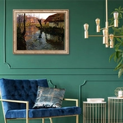 «The Mill Stream» в интерьере в классическом стиле с зеленой стеной