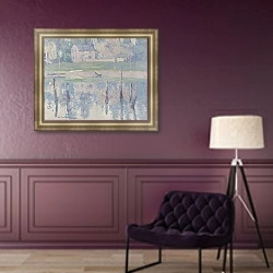 «Landscape» в интерьере гостиной с розовым диваном