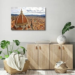 «Италия. Флоренция. Базилика Санта Мария Маджоре  и крыши» в интерьере современной комнаты над комодом
