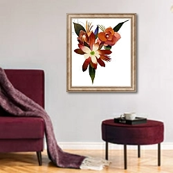 «autumnal flowers» в интерьере гостиной в бордовых тонах