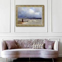 «Морской берег 5» в интерьере гостиной в классическом стиле над диваном