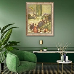 «Maskenball» в интерьере гостиной в зеленых тонах