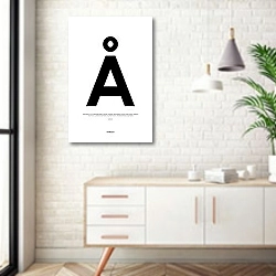 «Датская буква Å» в интерьере комнаты в скандинавском стиле над тумбой