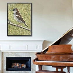 «House Sparrow, 2008» в интерьере классической гостиной над камином