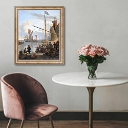 «The Y at Amsterdam viewed from Mussel Pier» в интерьере в классическом стиле над креслом