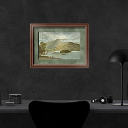 «Ben Venue & Ellen's Isle - Loch Katrine» в интерьере кабинета в черных цветах над столом