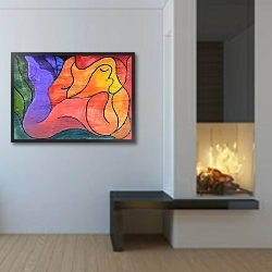 «Recumbent» в интерьере светлой минималистичной гостиной над комодом